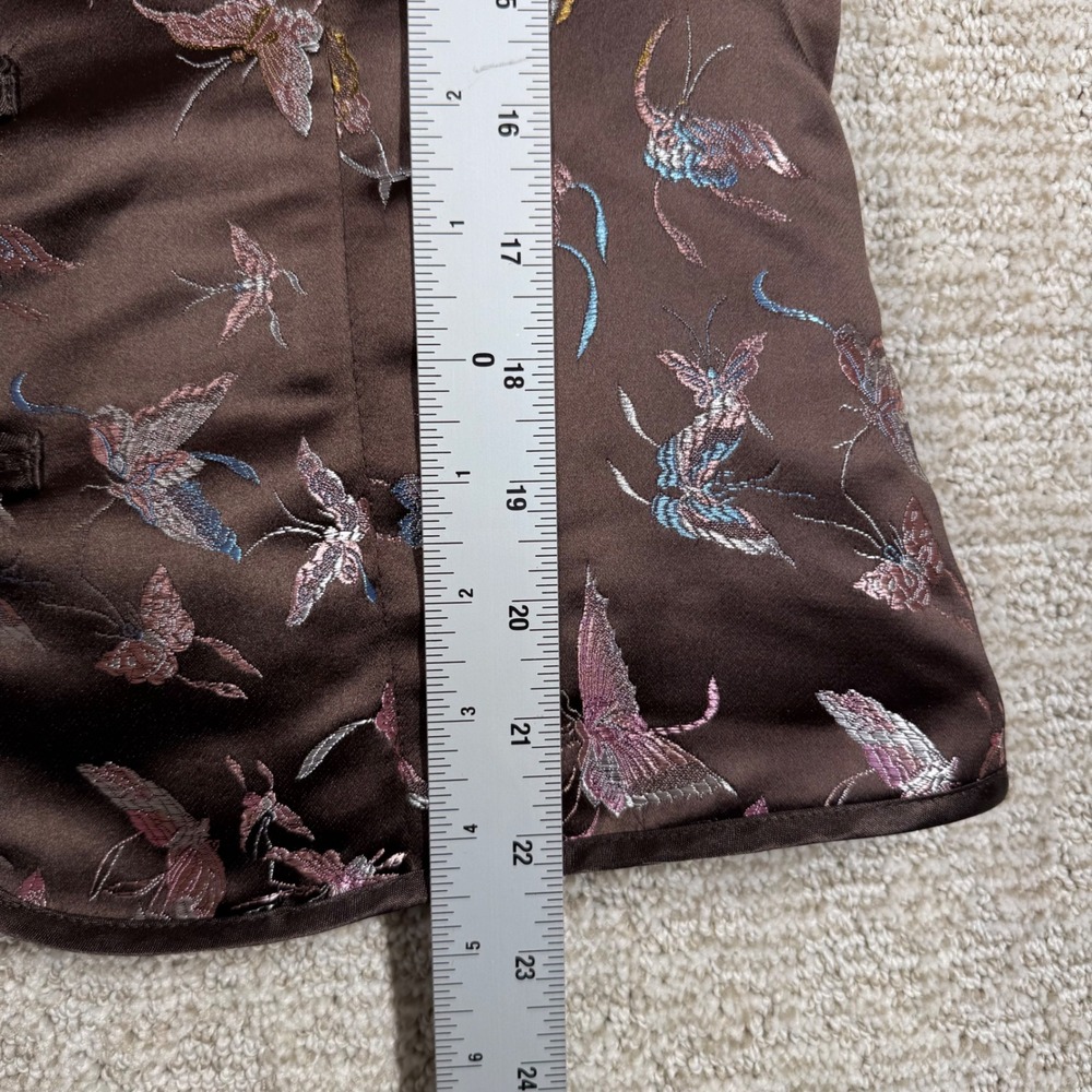 Old Navy Asian Style Butterfly‎ Print Jacket Women's Large Brown Y2K Vintage - Picture 10 of 11